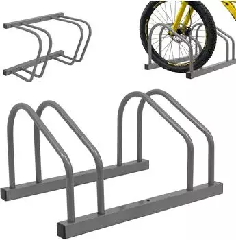 Relaxdays Fahrradst&auml;nder Boden- & Wandmontage, 2 R&auml;der, Stahl, silber (10053278_8594)