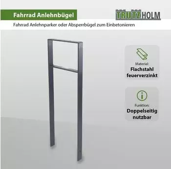 Baumarktplus Fahrradanlehnb&uuml;gel Typ H Flachstahl 116,5x39cm anthrazit (34955)