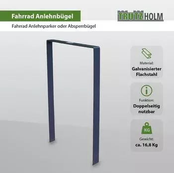 Trutzholm Fahrradanlehnb&uuml;gel Typ U Flachstahl 115x76cm anthrazit (34950)