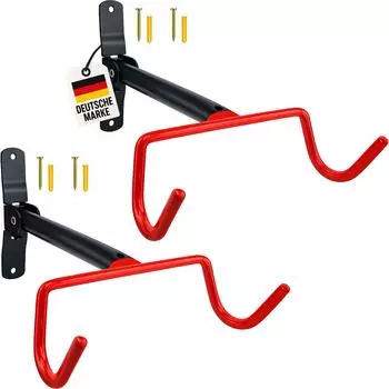 Wellgro Wand-Fahrradhalter klappbar, Stahl, rot, 30kg (2er-Set)