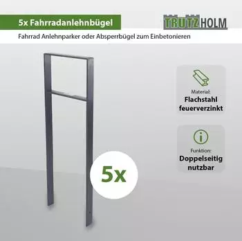 Baumarktplus Fahrrad-Anlehnb&uuml;gel Typ H Flachstahl anthrazit 5er-Set (34955902)