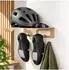 Relaxdays Fahrrad-Wandhalterung 3in1 mit Ablage & Haken, Stahl & Holz, weiß (10054418_49_IT)