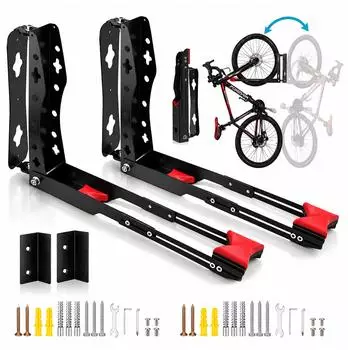 Relaxdays Fahrrad-Wandhalterung schwenkbar, vertikal, bis 35kg, 2er-Set
