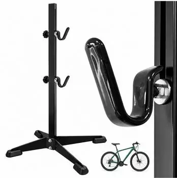 Relaxdays Fahrrad-Montagest&auml;nder verstellbar, freistehend, 2 Gummihaken, Eisen, schwarz