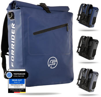 Forrider 3in1 Fahrradtasche f&uuml;r Gep&auml;cktr&auml;ger mit Rucksack Wasserdicht 27L blau