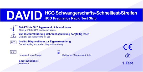 David Schwangerschaftstest Streifen 10miu/ml HCG (50 Stk.)
