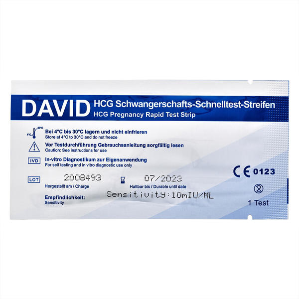 Equinox Biotecc David Schwangerschaftstest Streifen 10miu/ml HCG (100Stk.)