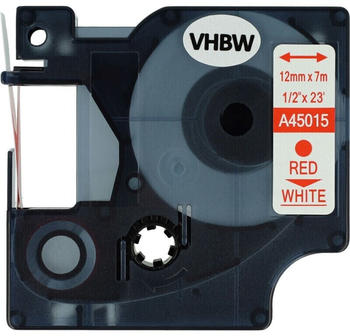 vhbw Schriftband-Kassette Ersatz für Dymo 45015, D1 12mm Rot auf Weiß