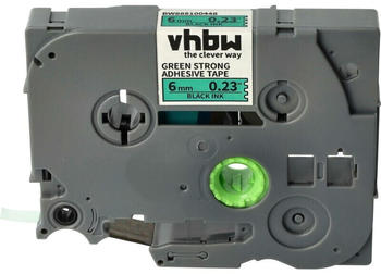 vhbw Schriftband-Kassette Ersatz für Brother TZE-S711 6mm Schwarz auf Grün