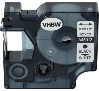 vhbw Schriftband-Kassette kompatibel mit Dymo LabelManager 100, 100 Plus, 120P, 160, 200, 210D 12mm Schwarz auf Weiß