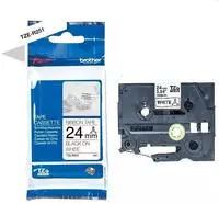 Brother TZe-R251, Brother Textilb. P-Touch, 24mm4m,wei&szlig;schwarz nicht klebend