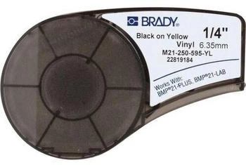 Brady M21-250-595-YL-BK, Vinyl, Schwarz auf Gelb, 6mm x 6,4m, permanent, endlos, f. BMP21 PLUS