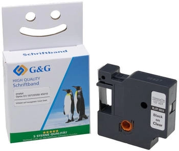 G&G Schriftband Bandfarbe: Transparent Schriftfarbe: Schwarz 12mm 7m (BB-D-G-D1-45010)