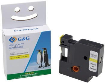 G&G Schriftband Bandfarbe: Gelb Schriftfarbe: Schwarz 12mm 7m (BB-D-G-D1-45018)