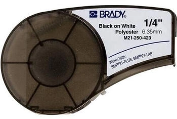 Brady M21-250-423, Polyester, 6mm x 6,4m, Schwarz auf Weiß, permanent, endlos, f. BMP21 PLUS