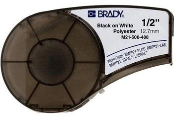 Brady M21-500-488, Polyester, Schwarz auf Weiß, 12,7mm x 6,4m, permanent, endlos