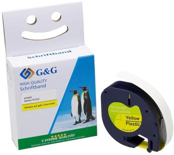 G&G Schriftband Bandfarbe: Gelb Schriftfarbe: Schwarz 12mm 4m (BM-D-G-91222)