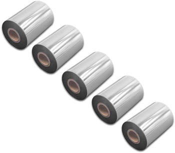 vhbw 5x Thermotransfer-Band kompatibel mit Zebra ZT620, ZT610, ZT510 Drucker Etikettendrucker, Wischfest, 90 mm x 300 m, Wachs Harz Schwarz (149682951-80)