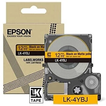 Epson LabelWorks[Matte Yellow/Black 12mm LK-4YBJ]tape compatible with LW-C410 and LW-C613