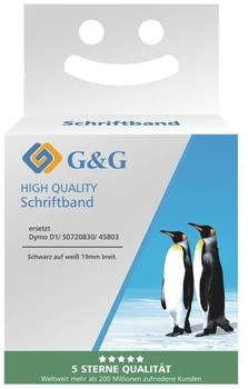 G&G Schriftband Bandfarbe: Weiß Schriftfarbe: Schwarz 19mm 7m | Y171573 (BB-D-G-D1-45803)