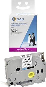G&G Schriftband Bandfarbe: Transparent Schriftfarbe: Schwarz 12mm 8m (BB-B-GG-131)