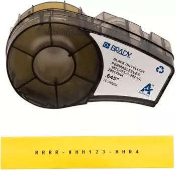 Brady PermaSleeve Thermoschrumpf-Polyolefin-Etikettenband, Schwarz auf Gelb, 16.40mm x 2.10m (M21-375-C-342-YL)