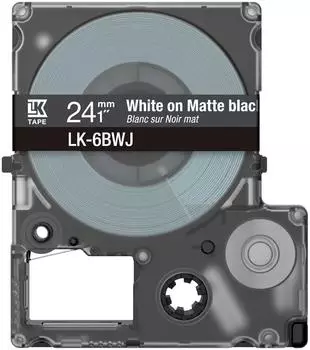 Epson Schrumpfschlauch wei&szlig; auf matt schwarz 24mm x 8m (LK-6BWJ)