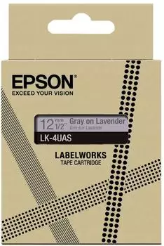 Epson LK-4UAS Beschriftungsband grau auf lavendel 12mm (C53S672107)