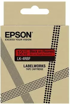 Epson LK-4RBF Etikettenband schwarz auf fluoreszierendem Rot 12mm (C53S672099)