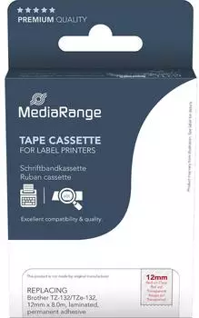 MediaRange Schriftband 12mm x 8m, kompatibel mit TZe-132 (MRBTZ132)