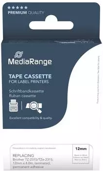 MediaRange Schriftbandkassette 12mm 4m schwarz auf weiß (MRBTZ231S)