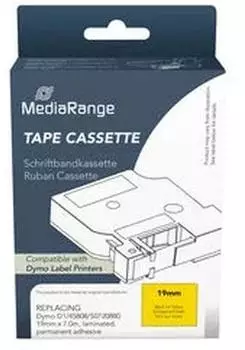 MediaRange Schriftbandkassette D1 19mm×7m schwarz auf gelb (MRDY45808)