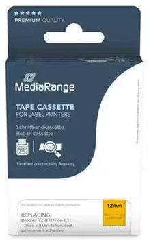 MediaRange Schriftbandkassette Brother TZ-B31/TZe-B31, schwarz auf signalorange, 12mm (MRBTZB31)