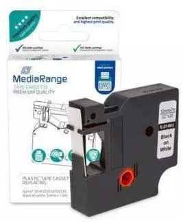 MediaRange Schriftband D1 12mm x 7m, schwarz auf weiß (MRDY45013)