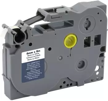 MediaRange Schriftband 6mm x 8m, schwarz auf weiß, ersetzt TZ-211/TZe-211 (MRBTZ211)