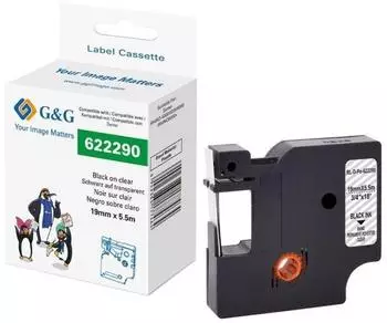 G&G Schriftband Polyester, schwarz/transparent, 19mm×5,5m (RL-D-Po-622290-BK/CL-19MM*5.5M)