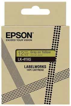 Epson Beschriftungsband grau auf gelb, 12mm (LK-4YAS)
