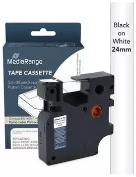 MediaRange Schriftbandkassette Dymo D1-kompatibel 24mm×7m schwarz auf weiß (MRDY53713)