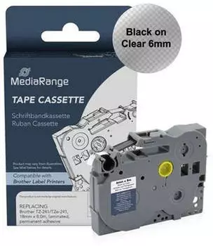 MediaRange Schriftbandkassette Brother TZ-111/TZe-111 6mm, 8m, schwarz auf schwarz (MRBTZ111)