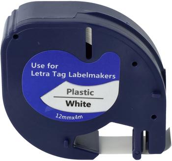 vhbw Label Tape 12mm für DYMO LetraTag Plus LT-100H, LT-100T, XM, 2000 wie S0721610, 91201
