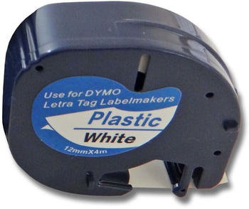 vhbw Schriftband 12mm kompatibel mit DYMO LetraTag Plus LT-100H, LT-100T, XM, 2000 Ersatz für 91201, S0721610