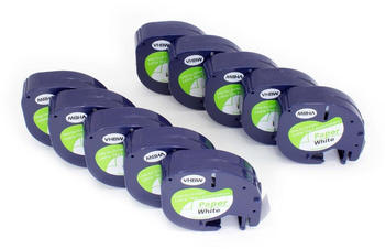 vhbw 10x Schriftband 12mm kompatibel mit Dymo LetraTag LT-100H, LT-100T, QX50, XR Ersatz für 91200, S0721520