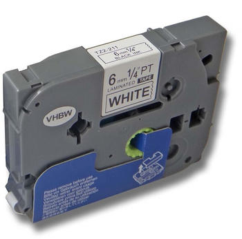 vhbw Label Tape 6mm passend für Brother P-Touch 200, 300, 500, 1000, 2000, 9000, 1010, 1080, 1090, 1200, 1200P TZ-211 TZE-211