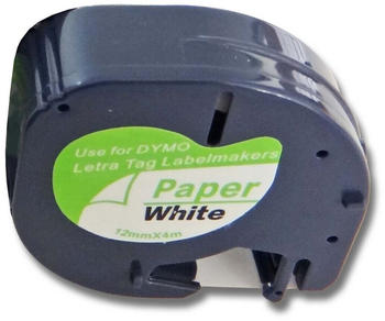 vhbw Schriftband 12mm kompatibel mit Dymo LetraTag LT-100H, LT-100T, QX50, XR Ersatz für 91200, S0721520
