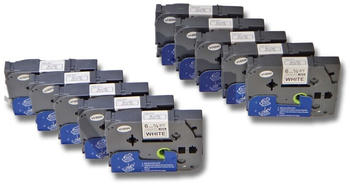 vhbw 10x Schriftband 6mm kompatibel mit Brother P-Touch 200, 300, 500, 1000, 2000