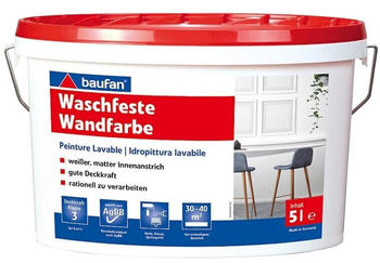 Baufan Waschfeste Wandfarbe wei&szlig; 5 l