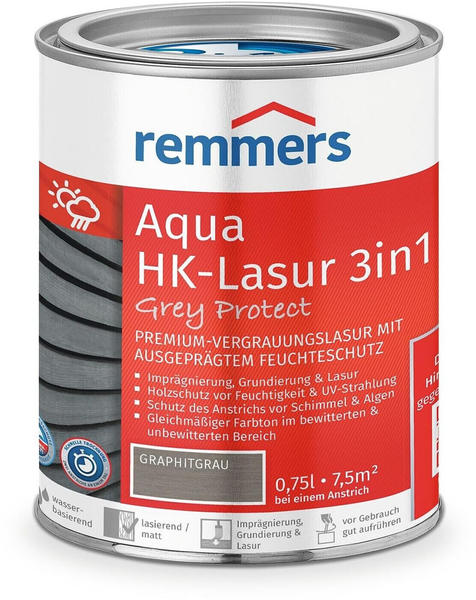 Remmers Aqua HK-Lasur 3in1 Grey Protect graphitgrau 750ml