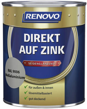 Renovo Direkt auf Zink seidengl&auml;nzend 750ml RAL 9006 wei&szlig;aluminium