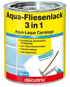 Decotric Fliesenlack Aqua 3in1 Wei&szlig; Seidenmatt 0,75l