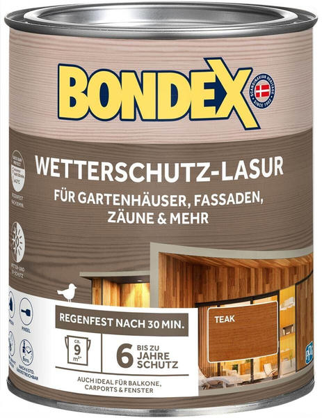 Bondex Wetterschutz-Lasur für Gartenhäuser,Fassaden, Zäune & mehr Teak 0,75